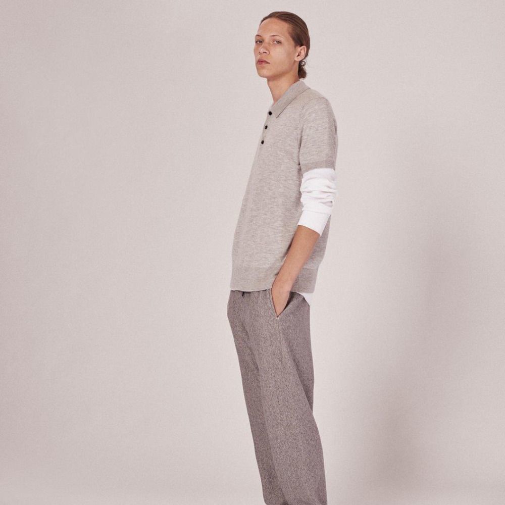 rag & bone Men’s Mason Heathered Gray Cashmere Blend Polo Shirt